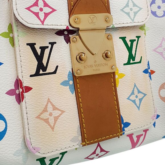 Authentic Louis Vuitton Multicolor Speedy 30 Monogram Sac Hand Bag White Gold - Picture 10 of 11